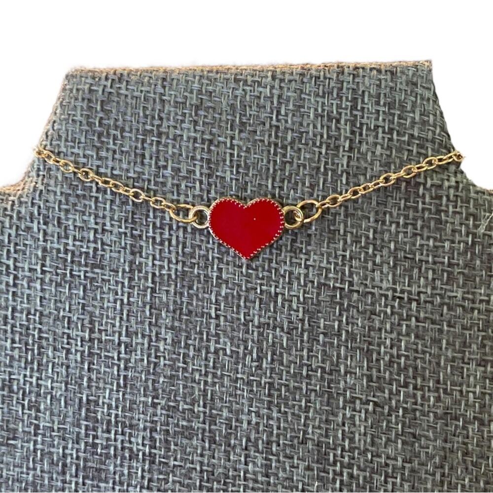Red Heart Gold Tone Bracelet NEW